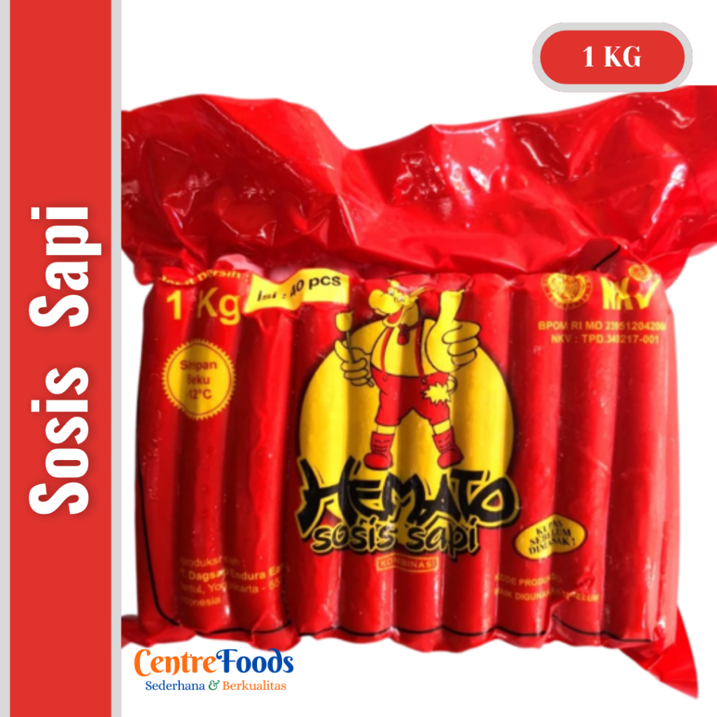 

Sosis Sapi Kombinasi - HEMATO | Isi 40 Pcs - 1.000gr [ Harga Per BKS ]