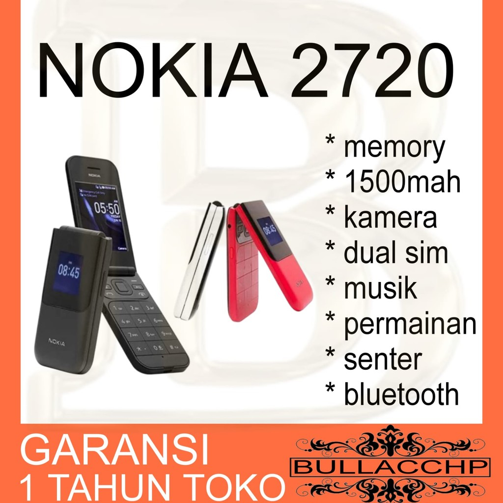 X61_ Hp Nokia 2720 Flip Baru [Garansi 1 Tahun] Kamera, Bluetooth, Musik, Radio, Slot