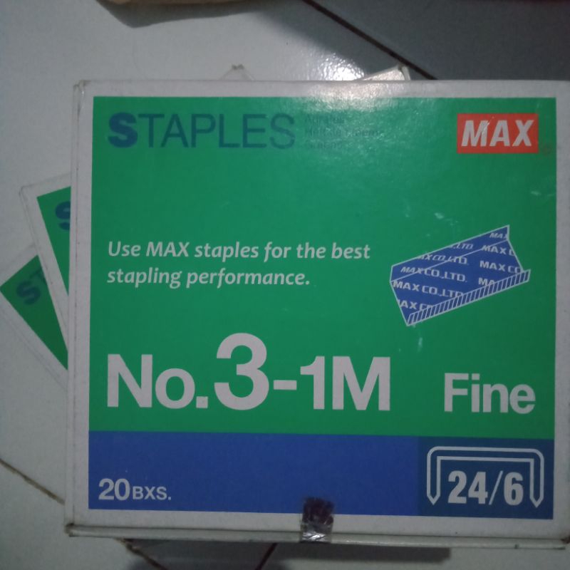

1 Pak (20box kecil) MAX Isi Staples Max Besar No. 3-1M / Refill Stapler No 3 1M HD 50 Stapler Stepler Hekter Fine