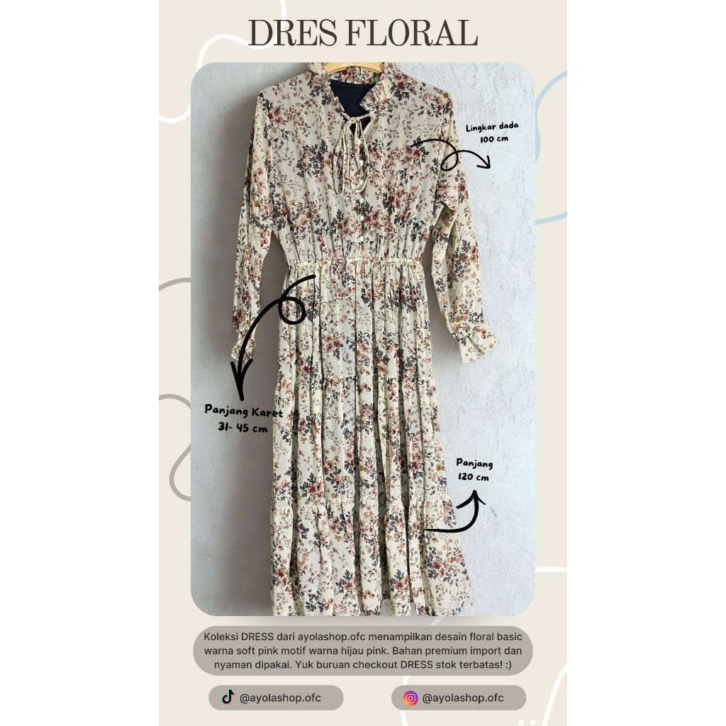 Dress Floral Korean Style Aesthetic