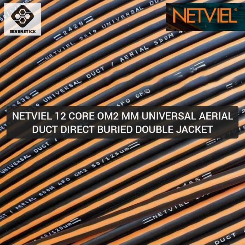 Netviel Kabel Fo 12 Core OM1 Multimode Aerial Duct Direct Buried Double Jacket 62,5/125um Fiber Opti