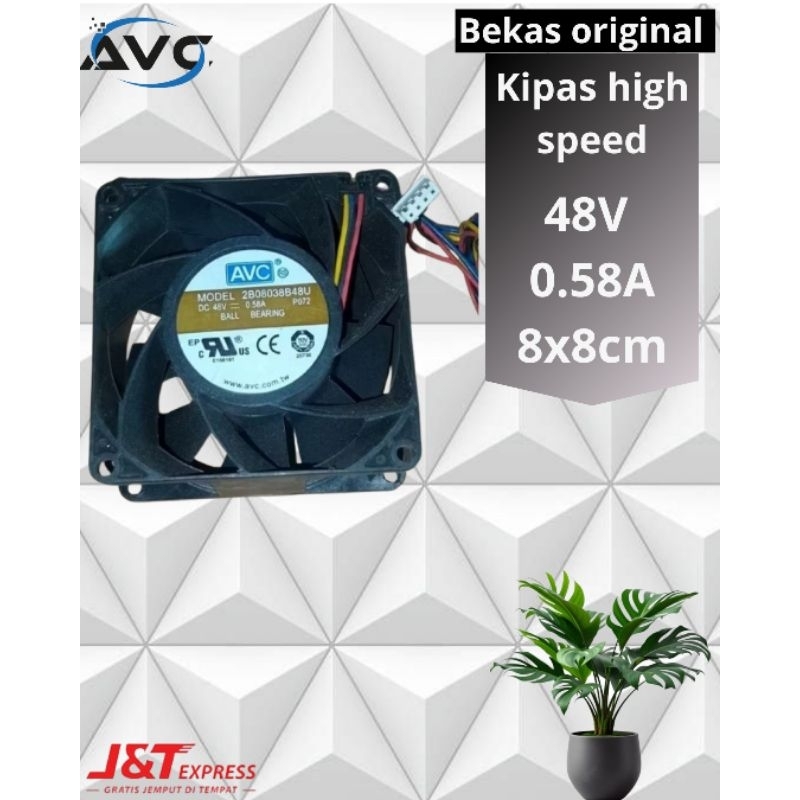 kipas 8x8 high speed 48v 0,58A T3,5cm bekas original