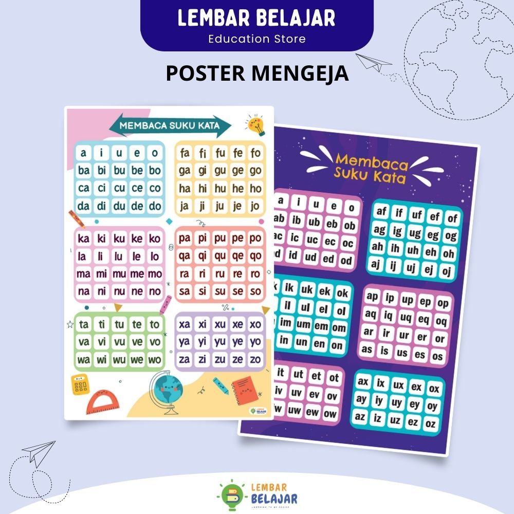 Poster Suku Kata - Poster Edukasi Mengeja Alfabet