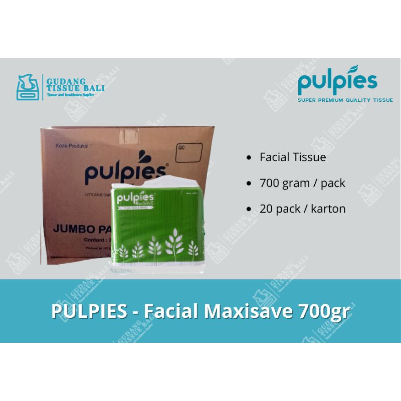 Pulpies - Tisu Wajah/Tisue Halus/Facial Tissue 700 gram x 20pack - 1 karton