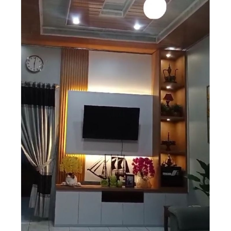 Bacdrop TV, Meja TV, Bufet TV, Lemari TV, Rak TV, Kabinit Tv, Walpanil Tv, Partisi Tv, backdrop tv t
