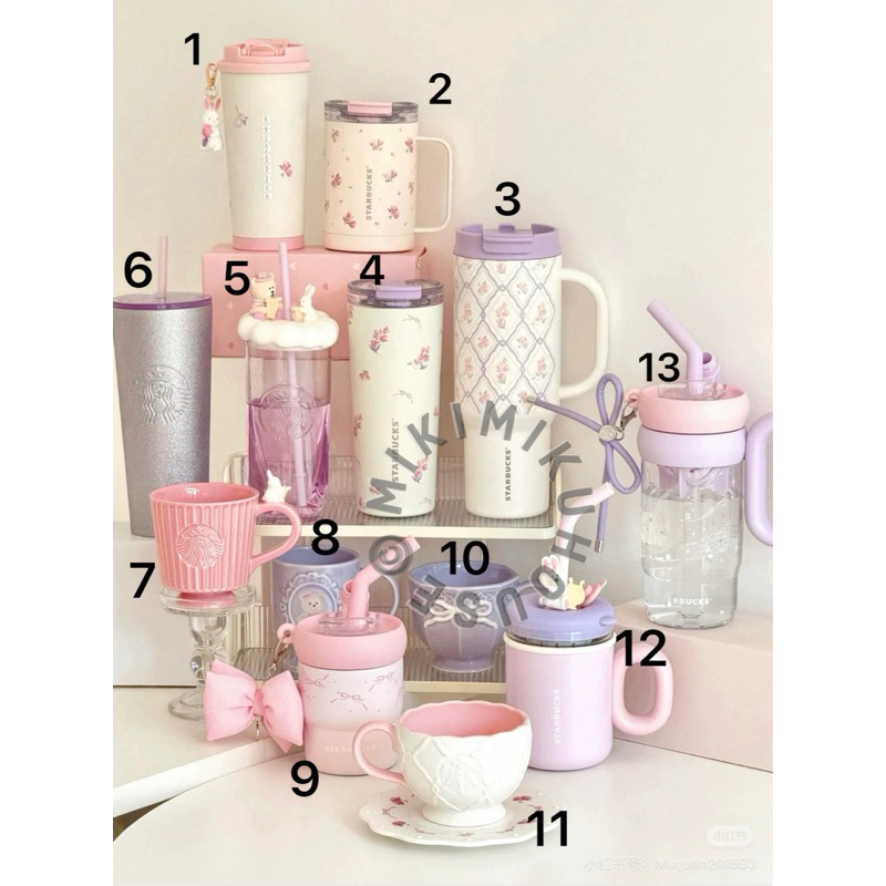 STARBUCKS AFTERNOON TEA 2.0 2025 SUMMER OFFICIAL ORIGINAL TUMBLER CHINA PURPLE PASTEL PINK RIBBON BE