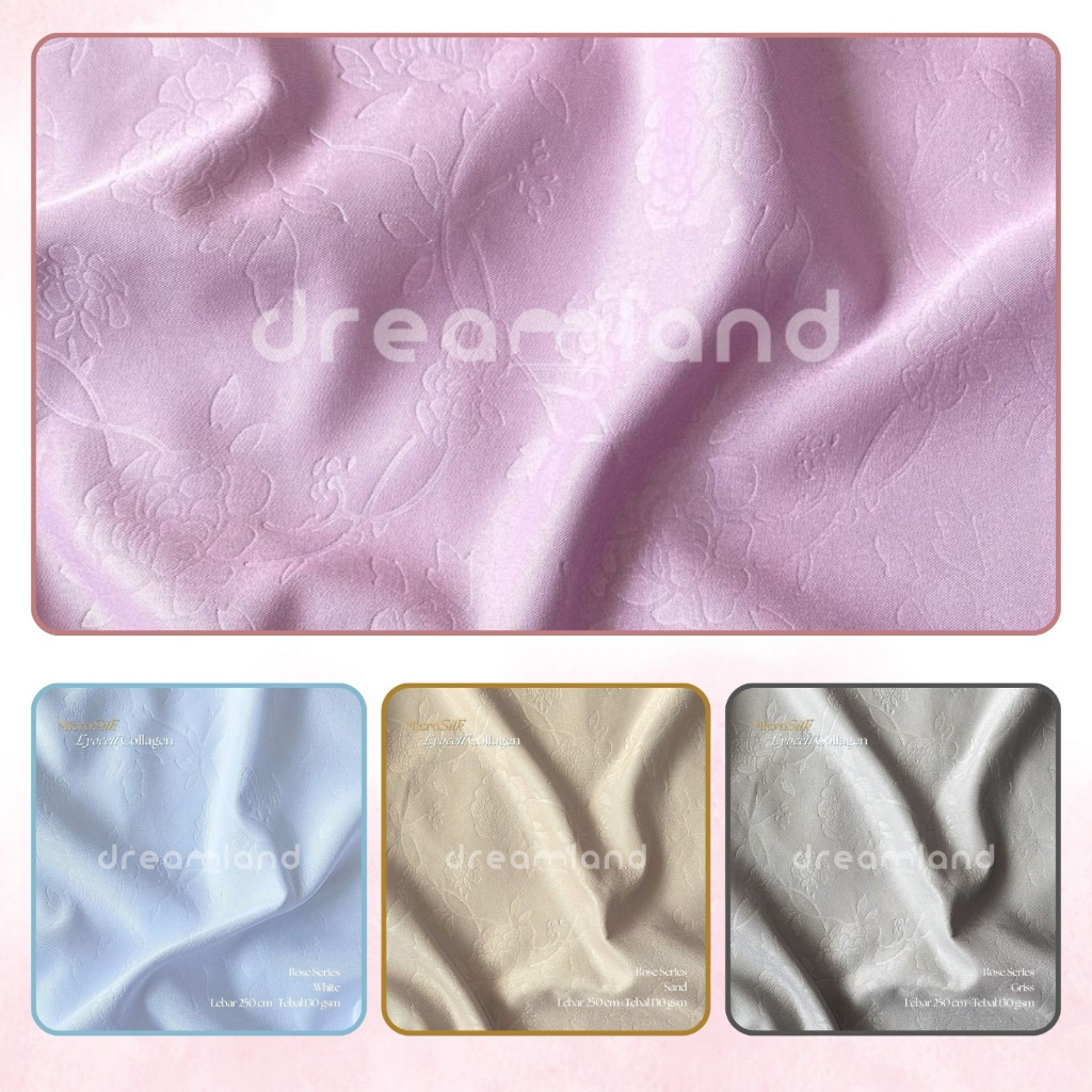 [DL] DREAMLAND KAIN ECER MICROSILK COLLAGEN FABRIC EMBOSS ROSE SERIES PER 0.5 METER ASTERINA BY STAR