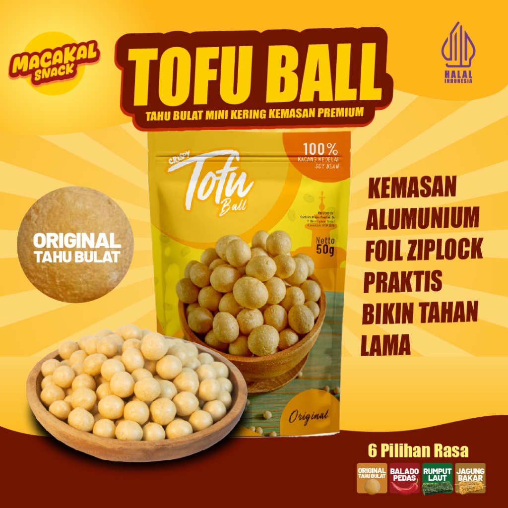 

Macakal - Tofu Ball Crispy Rasa Original 50g I Tahu Bulat Kering Siap Makan, Renyah & Tahan Lama