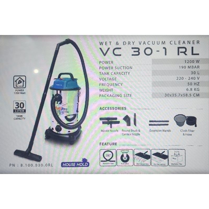 Vacuum Cleaner 30 Liter MULTIPRO - NJ