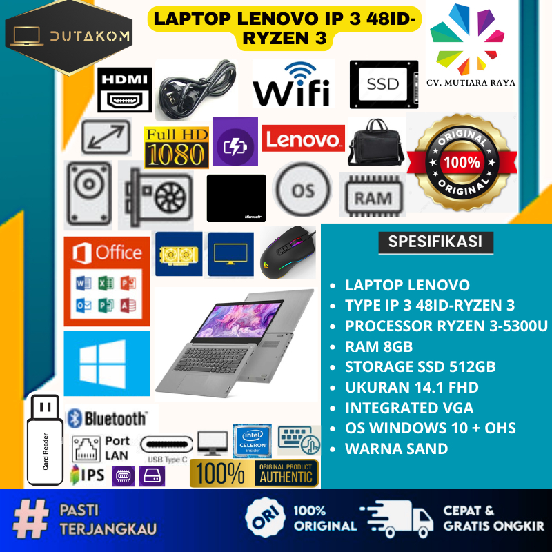 LAPTOP LENOVO IP 3 48ID-RYZEN 3
