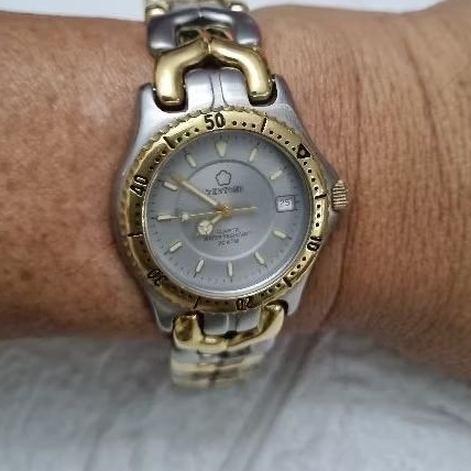 jam tangan arloji rantai kombinasi pria merk TESTONI ORI TANGGAL model TH LINK , GOLD PLATE VINTAGE