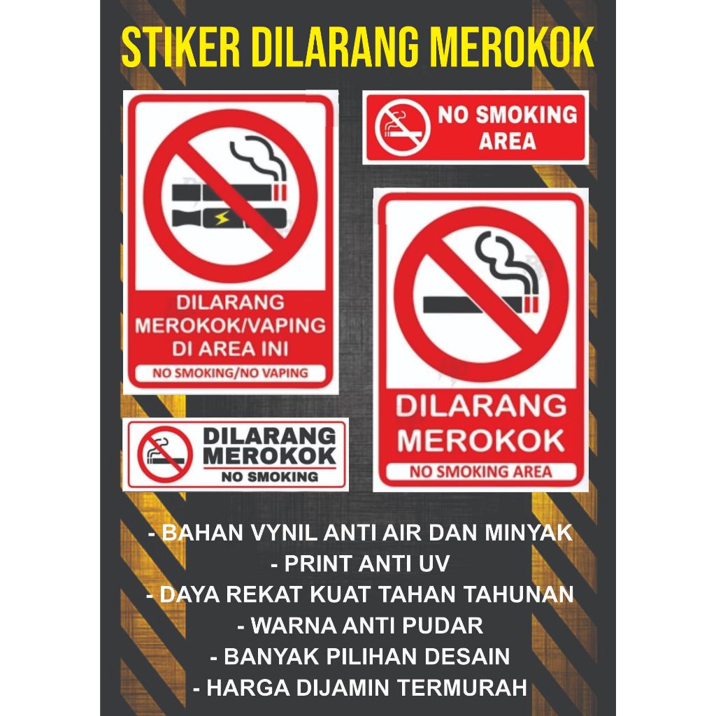 

Sticker Tempel Anti Air Vinyl Dilarang Merokok / NO SMOKING