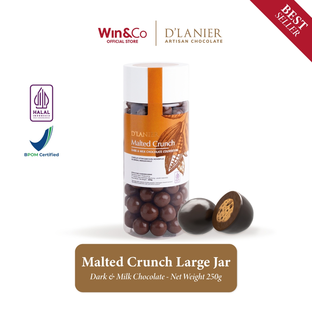 

D'Lanier Malted Crunch with Milk & Dark Chocolate - 250 gr (Large Jar)