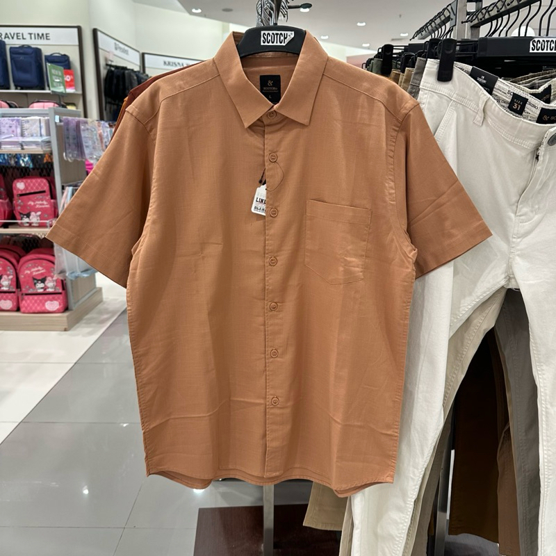 SCOTCH & CO Kemeja linen lengan pendek pria