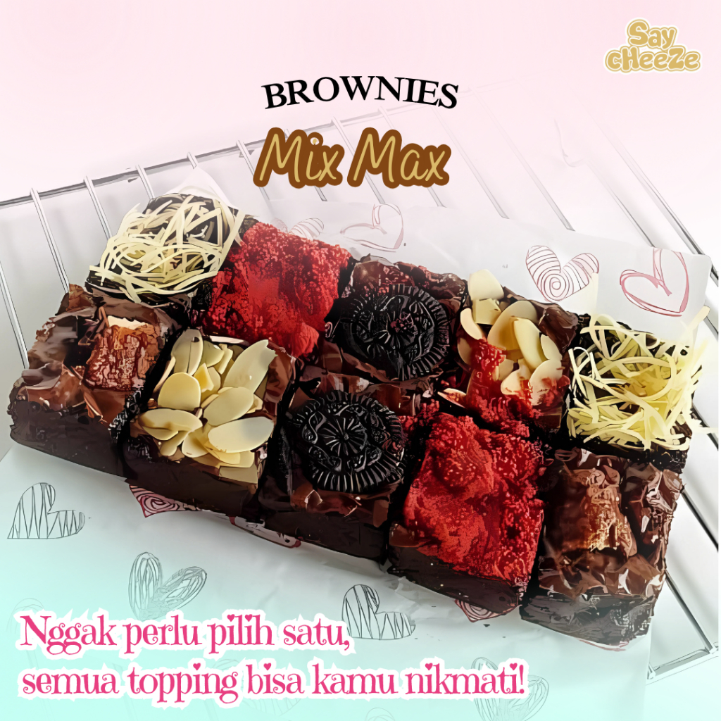 

Say Cheeze Brownies Fudgy Mix Max Premium - Hampers Brownies Coklat - Cheese - Almond Viral