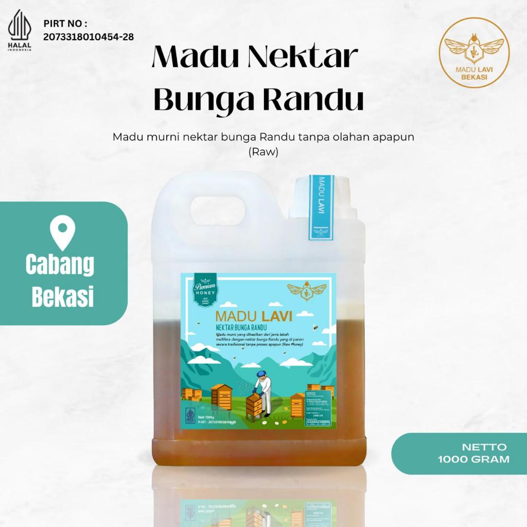 

Madu Lavi Murni Asli 1000 gram Madu Nektar Randu 100% Alami Pure Raw Honey