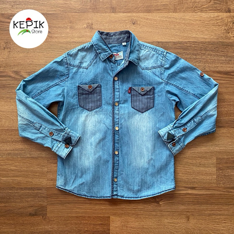PRELOVED KEMEJA PANJANG ANAK COWOK DENIM LEVIS ORIGINAL SZ.10