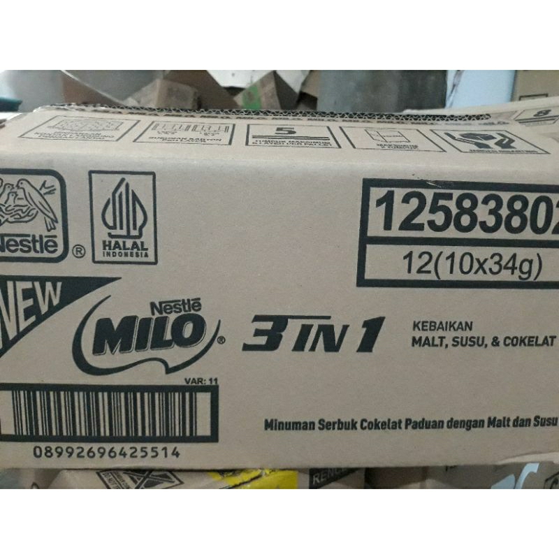 

Milo Nestle 3 in 1 Kartonan Isi 12 Renteng