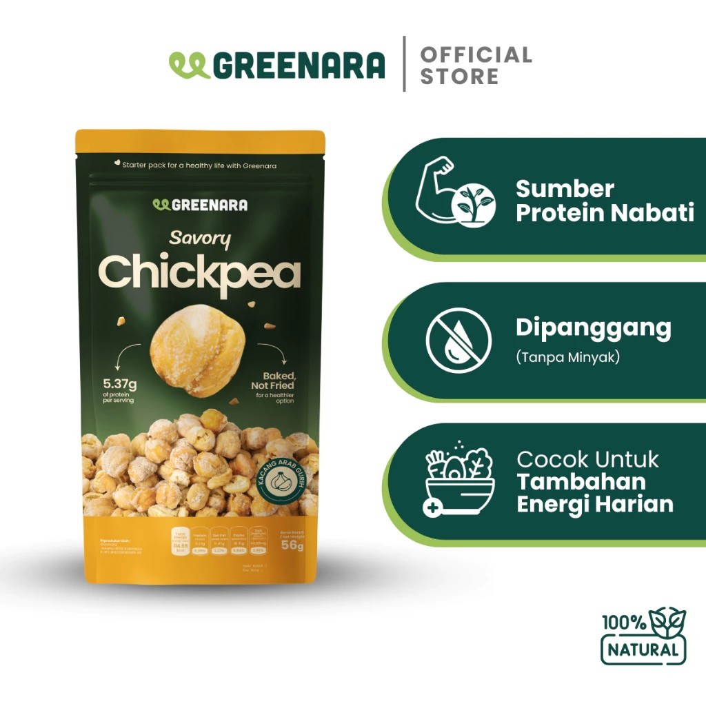 

Greenara Chickpea Savory 56g / Kacang Arab Panggang Rasa Savory