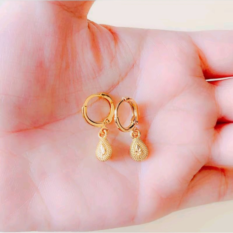 Anting/Giwang Wanita Oval Ukir Titanium Gold Xuping