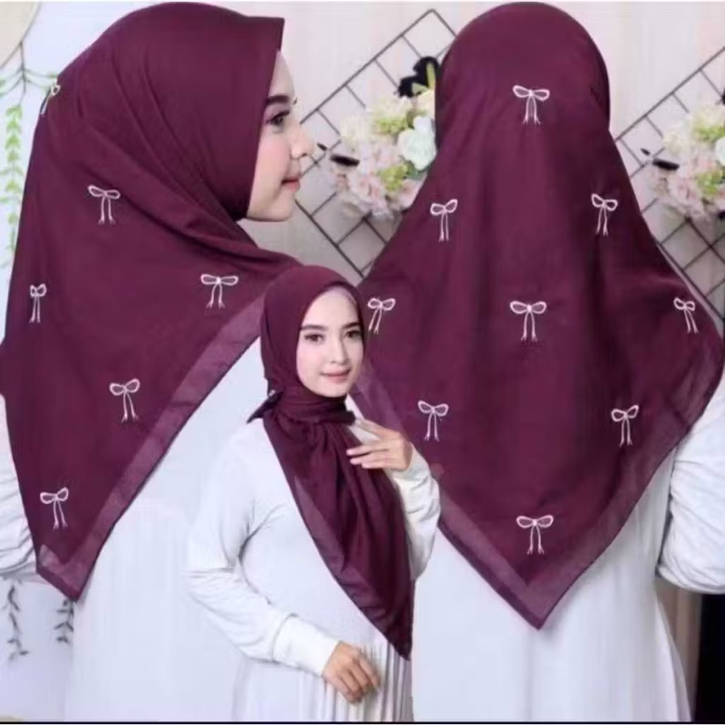 Segi Empat Paris Pita Coqueette/ Segi Empat Paris jadul Bordir/ Segi Empat bordir Ribbon/Segi Empat 