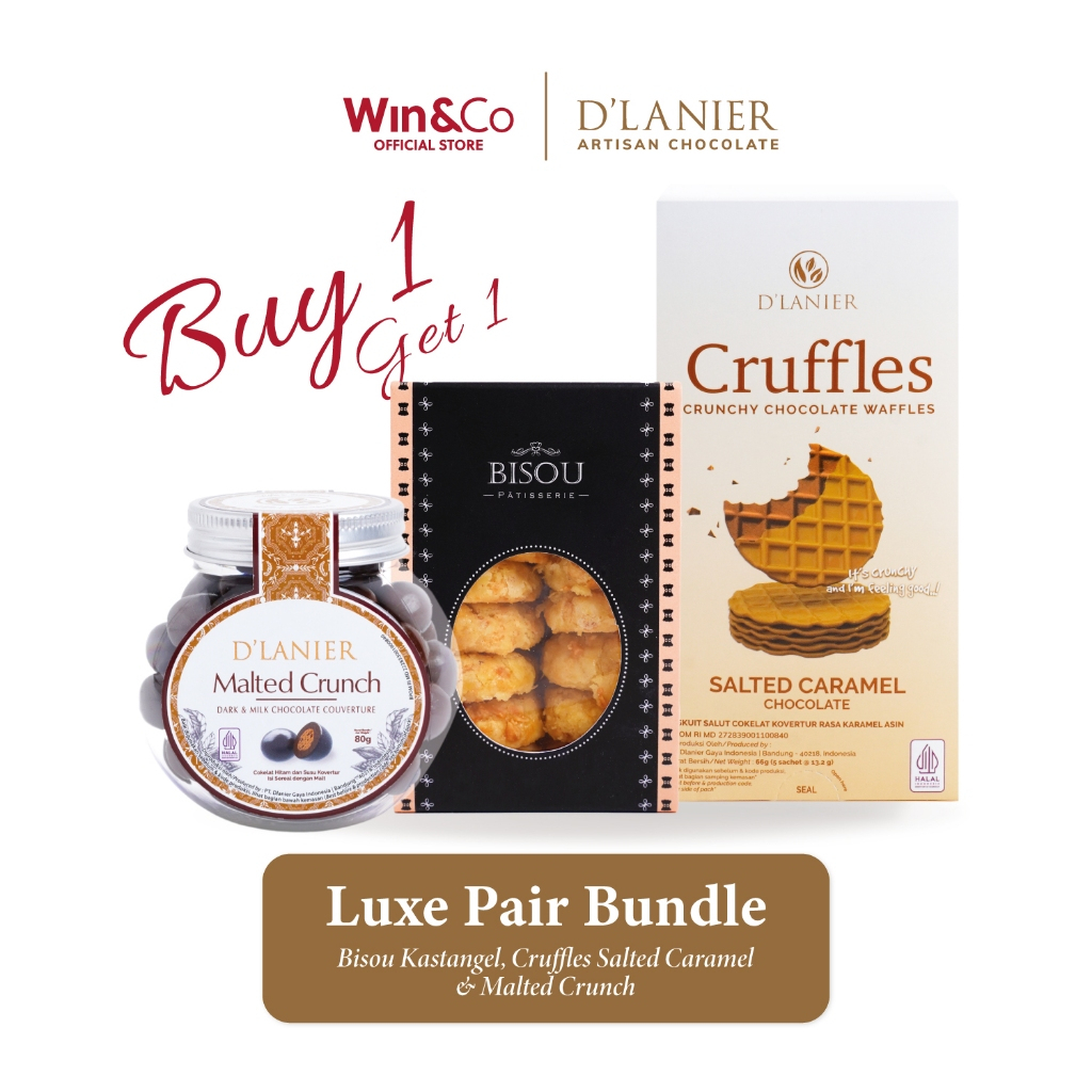 

D'Lanier Luxe Pair Malted Crunch and Salted Caramel Cruffles with Bisou Kastangel Bundles