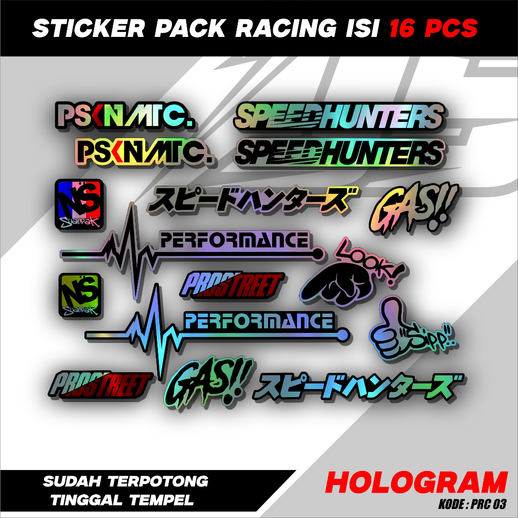 

16 Lembar Sticker Sponsor Racing / Sticker Sponsor / Sticker Motor / Sticker pack / Sticker Kecil2 cocok buat Motor Mobil Hp Laptop Helm Hologram Pelangi Vinyl Putih JS PRC03