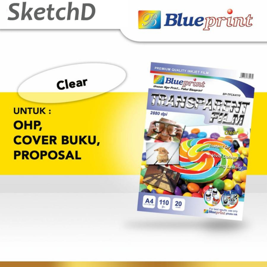 

Kertas Cover Mika Plastik Bening Blueprint Transparan Film A4 20 lembar 110 gsm
