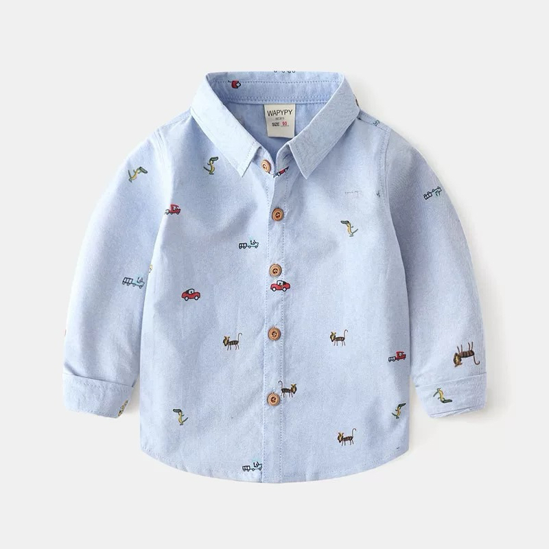 carousel kids / HEM Cars Biru MUDA / KEMEJA KERAH MOTIF / TSHIRT ANAK /KEMEJA ANAK