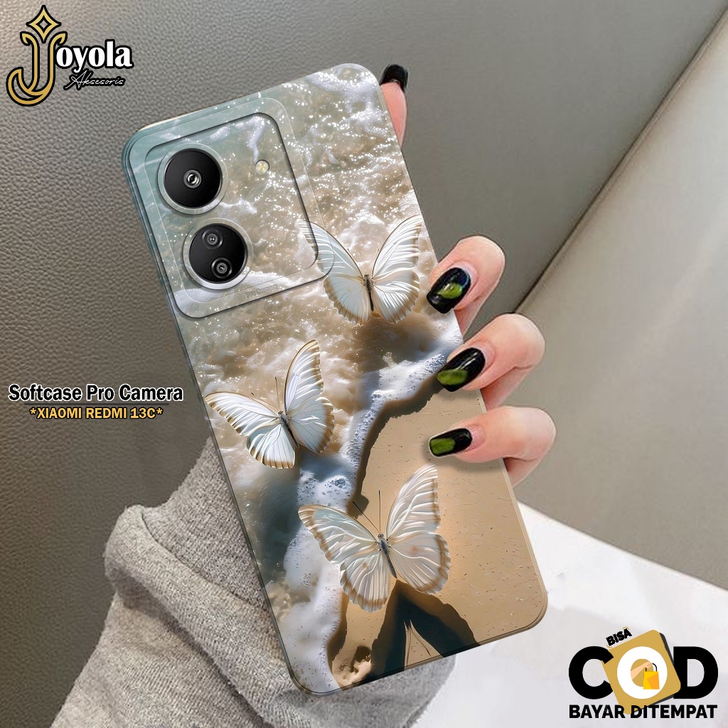 JOYOLA Case Xiaomi Redmi 13C 2023 Terbaru - Fahion Case Kupu Kupu - Softcase Xiaomi Redmi 13C - Pro 