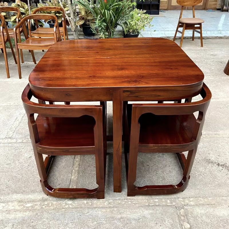 Set meja makan minimalis//Meja makan oval kayu jati