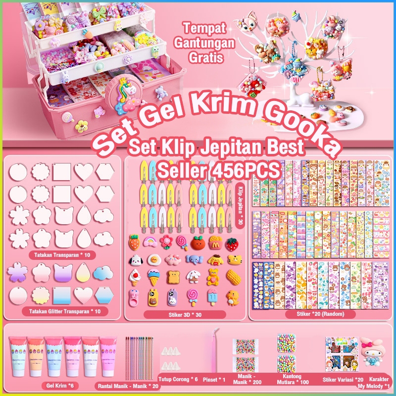 DIY Gantungan Kunci Guka Set Deluxe DIY Deco Lem Krim guka stiker Set Gooka Set DIY Keychain Set Mai