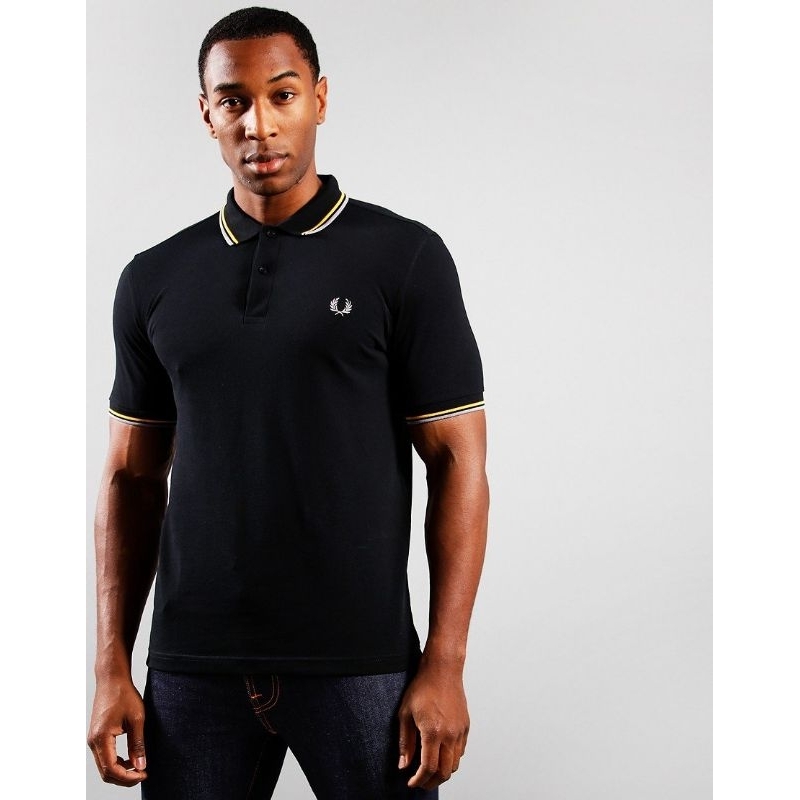 Fred Perry Twin Tipped Polo Shirt Black / Gold / Concrete Original