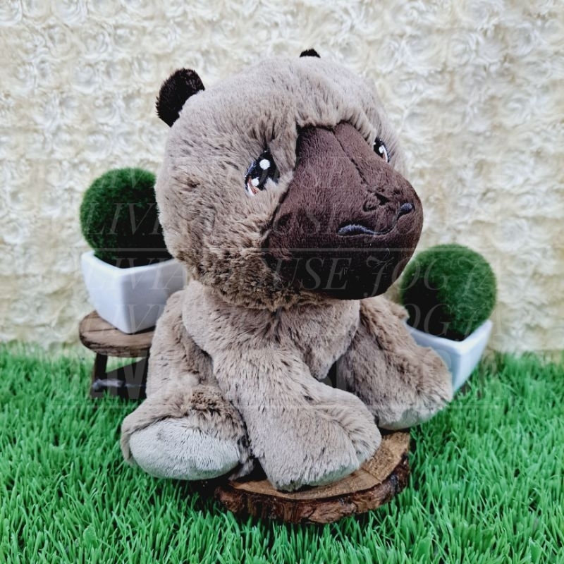 Boneka Sit Capybara Coklat Tua Boneka Capybara Mata Bordir Boneka Capybara Cute