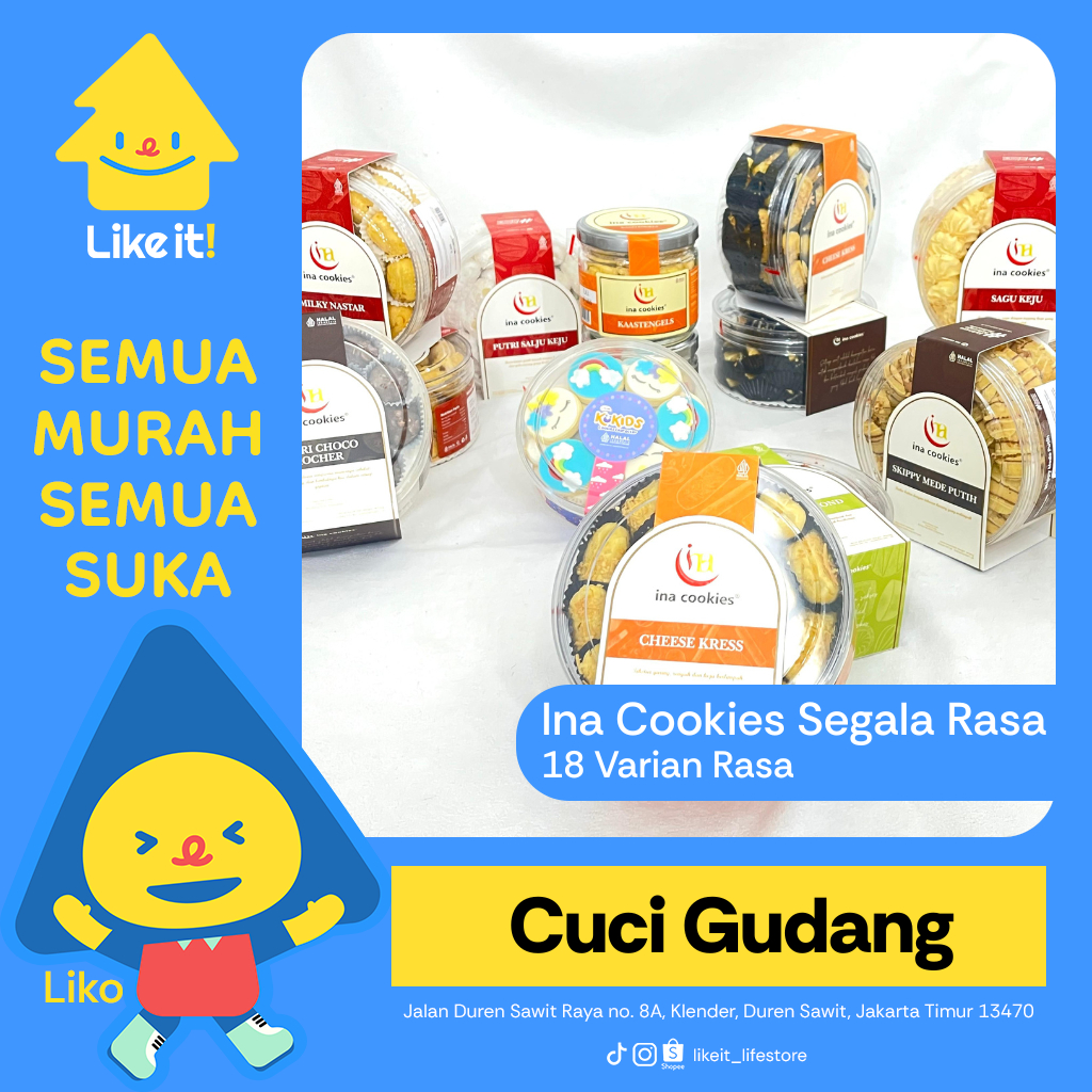 

Ready Stock termurah Ina Cookies Cuci Gudang Diskon - Kue Kering Premium Aneka Rasa Lebaran Nastar Kaastengels Lidah Kucing Almond Coklat Keju Choco Skippy Palm Cheese | Snack Camilan Enak Renyah Homemade Terlaris Termurah