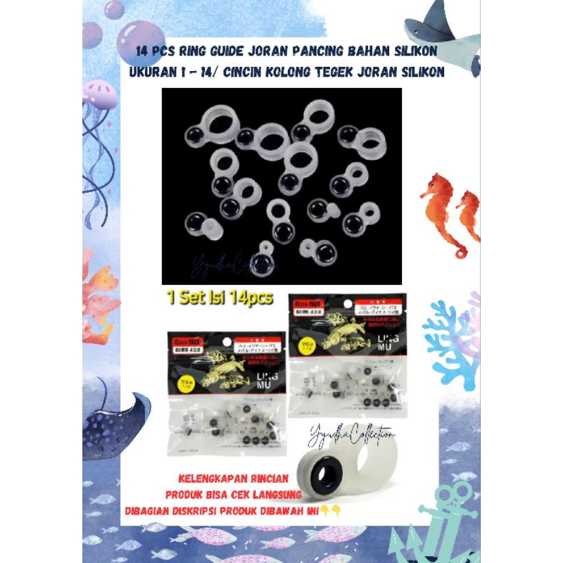 14 Pcs LINGMU/Ring Guide Joran Pancing Bahan Silikon Ukuran 1 - 14/ Cincin Kolong Tegek Joran Siliko