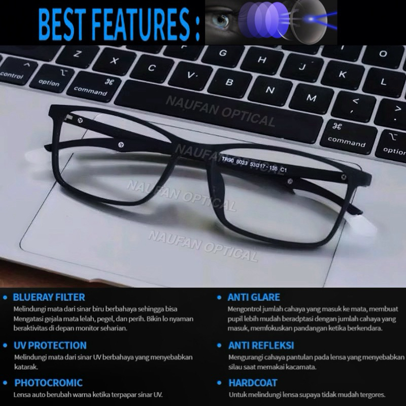 Frame kacamata TR Lentur” GAMING( UNISEX ) bisa req min / Cly Ataupun normal Antiradiasi sinar UV / 