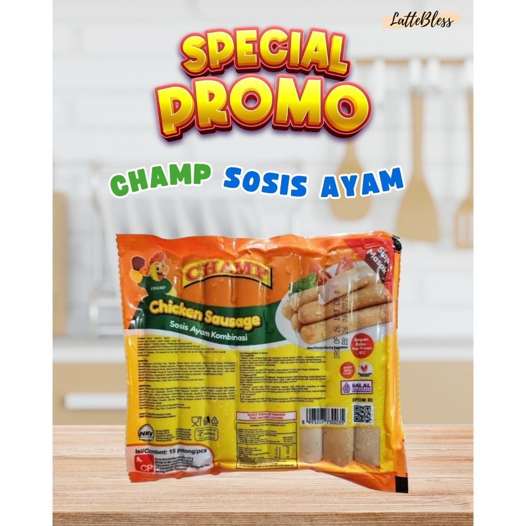 

SOSIS AYAM CHAMP 375GR ISI 15 CHICKEN SAUSAGE HALAL