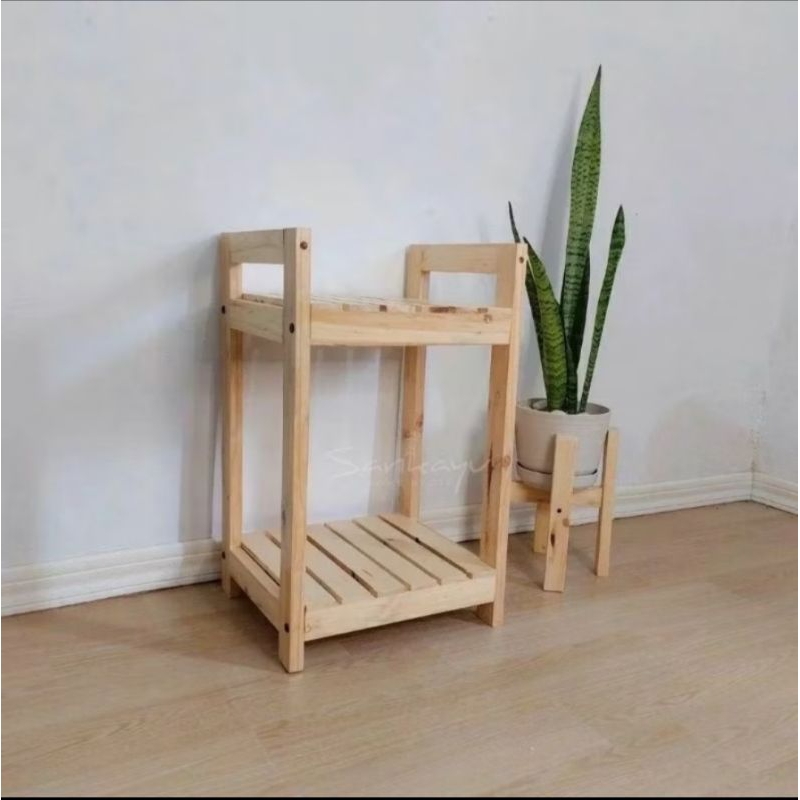 rak rice cooker rak dispenser/rak kayu serbaguna 2 susun