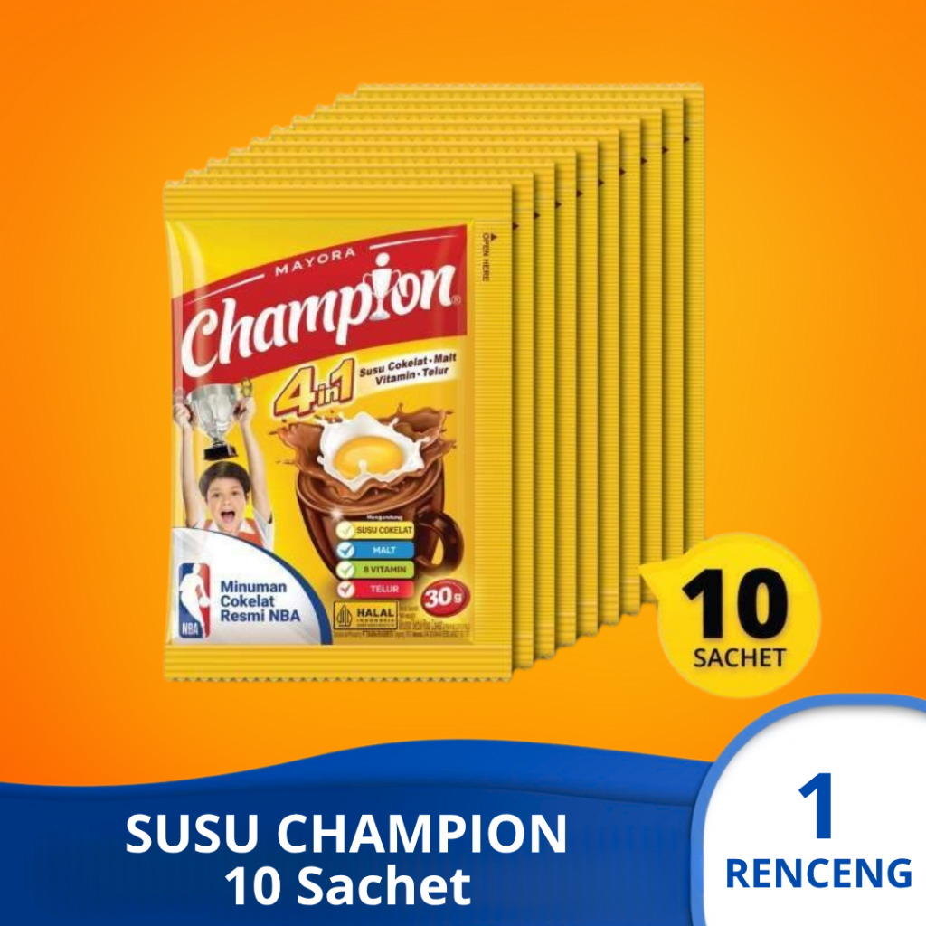 

CHAMPION Susu Cokelat Renceng isi 10 Sachet