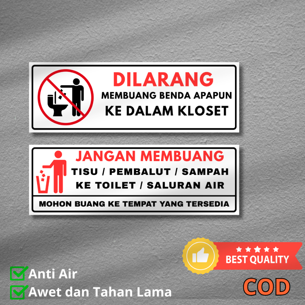 

Sticker Dilarang Membuang Pembalut Tisu Rokok Ke Toilet Stiker Tanda Sign Larangan Di WC