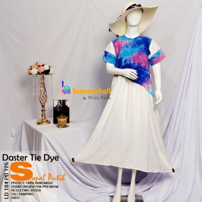 WULU BATIK Longdress Tie Dye Sopal Putih Motif Smoke Abstrak Daster Bali Halus Adem LD 104 PB 125 Da