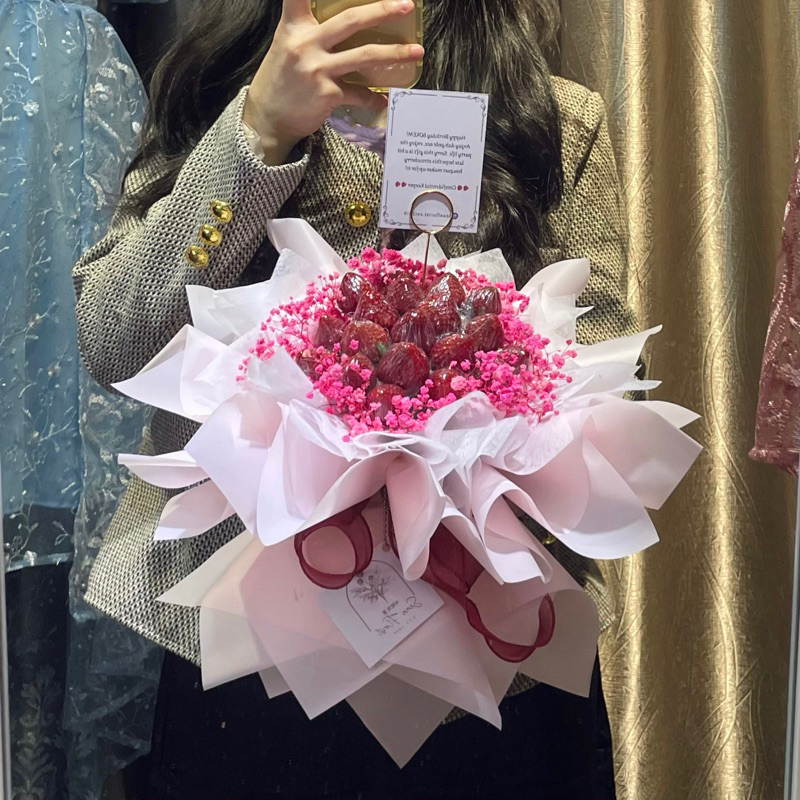 

INSTANT Bouqeut buah Strawberry Premium / Strawberry Bouqeut / Flower bouquet | Buket Valentine | Kado pacar