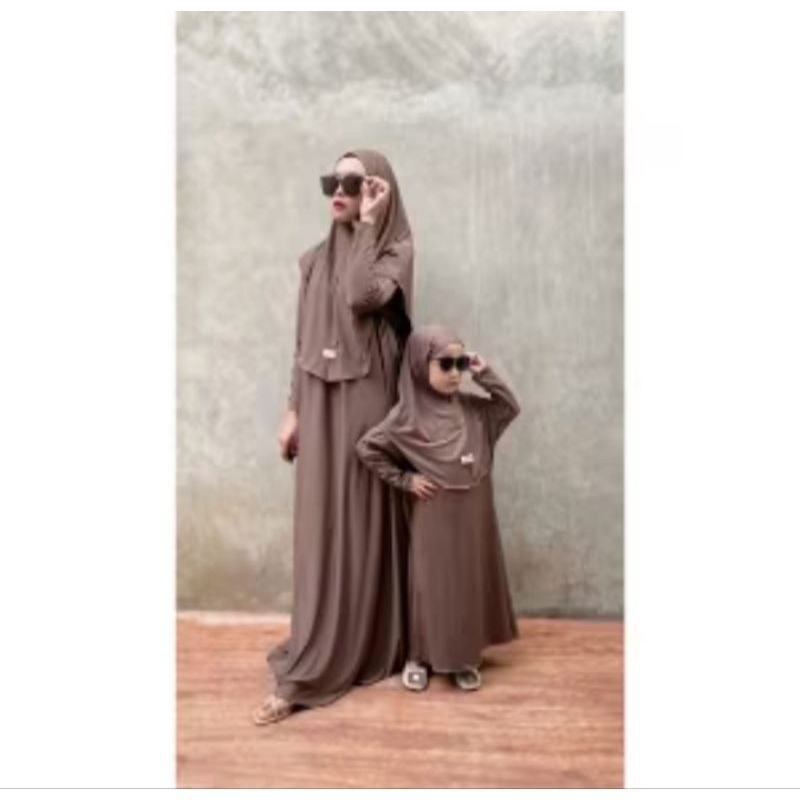 Gamis abaya set couple hijab ibu dan anak usia 2 sampai 7 tahun