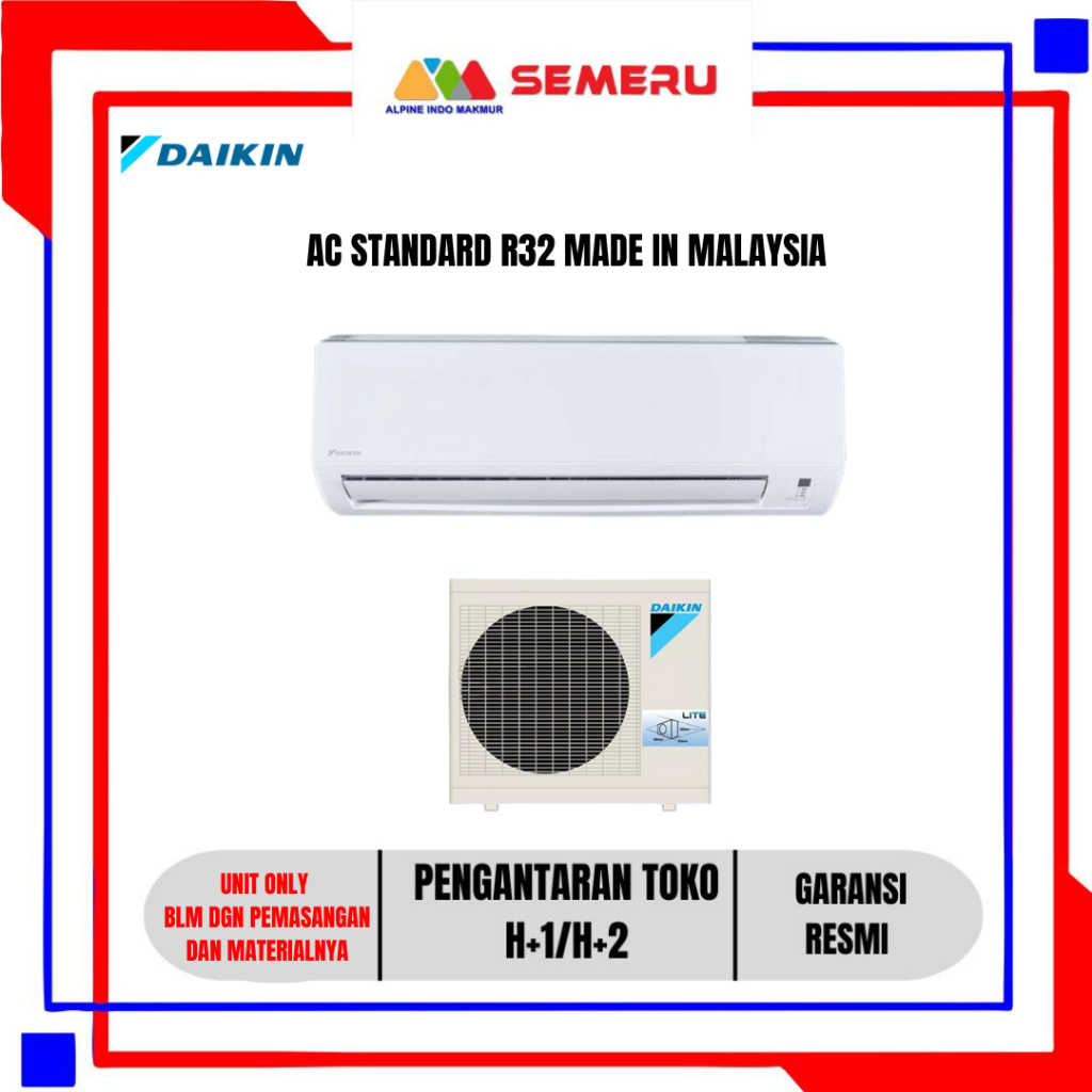 DAIKIN AC STANDARD R32 FTV SERIES MADE IN MALAYSIA UNIT ONLY 0.5 PK FTV/RV-15CXV14 / 0.75 PK FTV/RV-