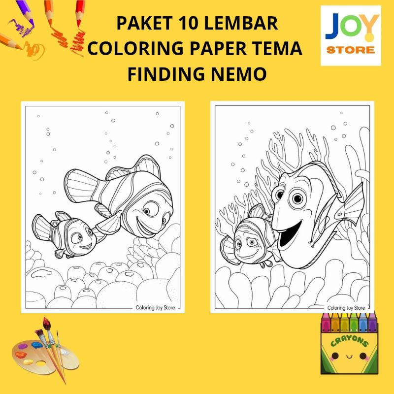 

PAKET 10 Lembar Kertas Gambar Mewarnai Tema Finding Nemo Ukuran A4 150 gsm - Coloring Paper 090