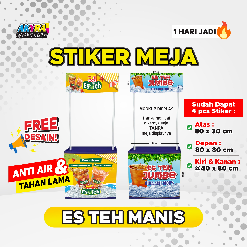 

Stiker Es Teh Poci Event Desk Portable Booth | Sekeliling Meja | Free Desain