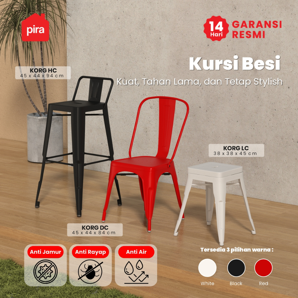 PIRA - KORG LC Kursi Cafe / Kursi Besi / Kursi Makan / Kursi Outdoor / Bangku Besi [3pl]