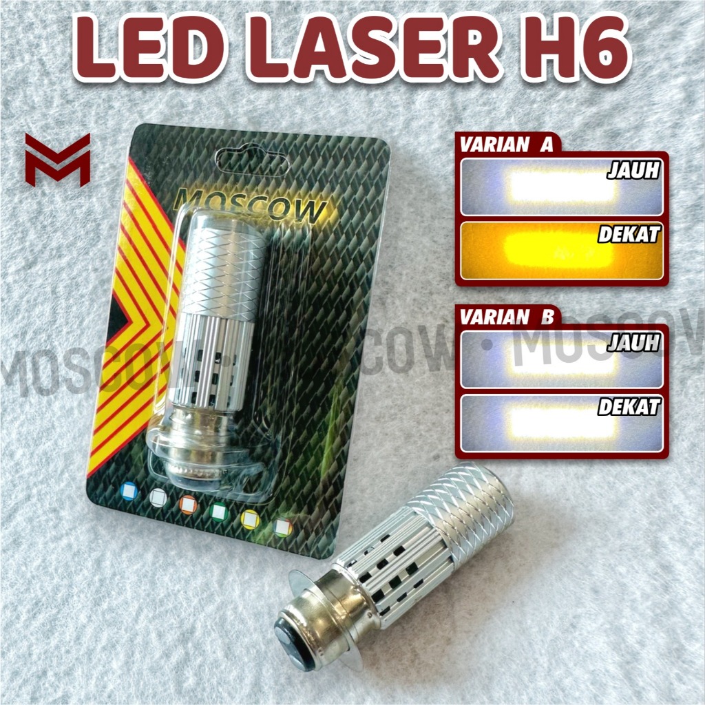 LAMPU BOHLAM LED H6 / LASER UNIVERSAL MATIC BEBEK ORIGINAL MERK MOSCOW H/L PNP UNIVERSAL UNTUK SEMUA