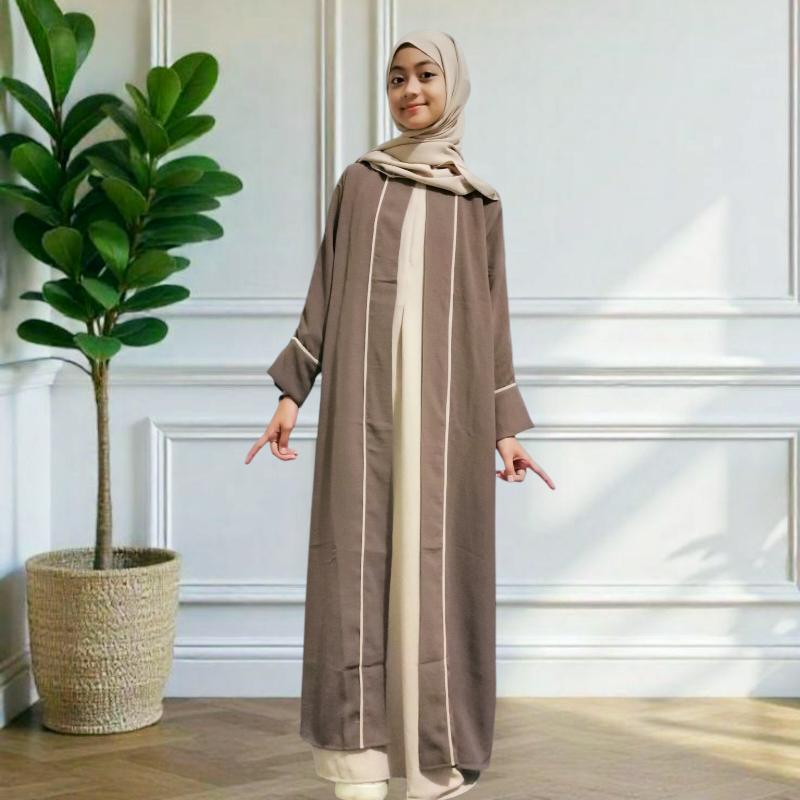 KANSHA KIDS GAMIS ANAK PEREMPUAN MODEL ABAYA TURKEY FREE PASHMINA CRINKLE AIRFLOW